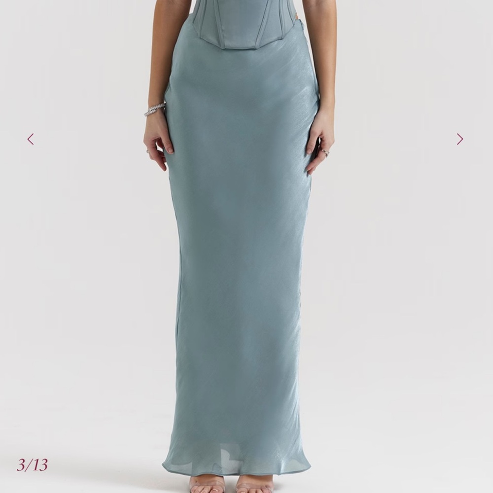 HOUSE OF CB Amadi Cool Blue Floor Length Maxi Skirt